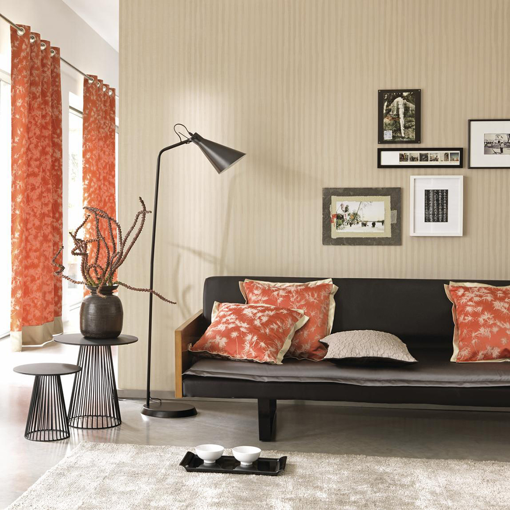 Modern quirky living room with black accents.