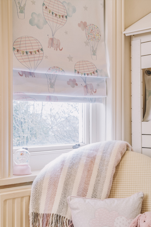 Personalised Roman blinds in girls' room