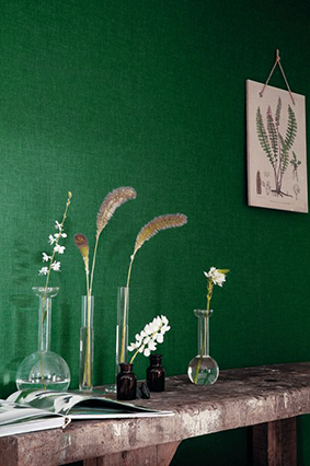 Forest green interior design.